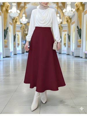 Modamorfo Bol Kiloş Sukuba Puf Etek    -Bordo