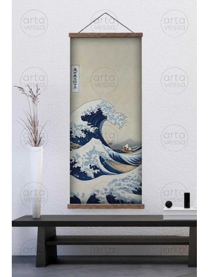 Artavessa Japon Tarzı Gerçek Ahşap Boyalı Çıtalı Askılı Kanvas Tablo - Artjpnpstrdk1