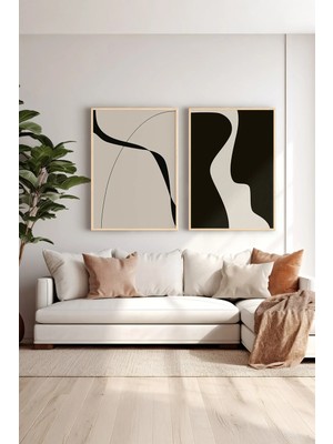 Artavessa 2 Parça Gerçek Ahşap Renkli Çerçeveli Tablo Seti - Model 1