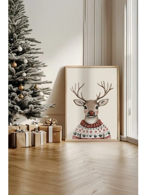 Artavessa Tek Parça Gerçek Ham Ahşap Çerçeveli Yılbaşı(New Year) Temalı Tablo - Model 42