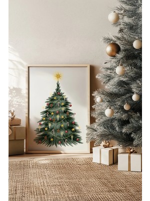 Artavessa Tek Parça Gerçek Ham Ahşap Çerçeveli Yılbaşı(New Year) Temalı Tablo - Model 83