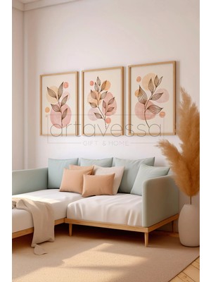 Artavessa 3 Parça Gerçek Ham Ahşap Çerçeveli Tablo Seti - Model 1