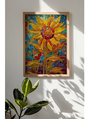 Artavessa Tek Parça Gerçek Ham Ahşap Çerçeveli Mosaic Temalı Tablo - Model 1