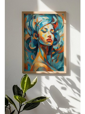 Artavessa Tek Parça Gerçek Ham Ahşap Çerçeveli Mosaic Temalı Tablo - Model 18