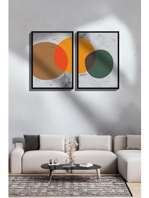 Artavessa 2 Parça Gerçek Siyah Renkli Çerçeveli Tablo Seti - Model 8