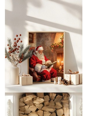 Artavessa Tek Parça Gerçek Ham Ahşap Çerçeveli Yılbaşı(New Year) Temalı Tablo - Model 96