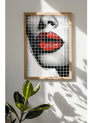 Artavessa Tek Parça Gerçek Ham Ahşap Çerçeveli Popart Kare Çizgili Tablo - Model 4