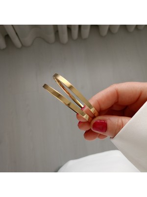 Lente Aksesuar Çelik Gold 2'li Set Ajda Bilezik (4mm)