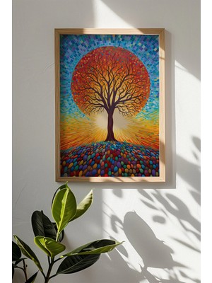 Artavessa Tek Parça Gerçek Ham Ahşap Çerçeveli Mosaic Temalı Tablo - Model 2