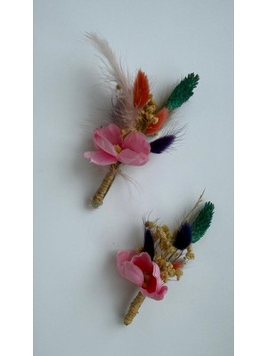 Bivalvia Accessories Pembe Ortanca Damat Yaka Çiçeği Seti 2