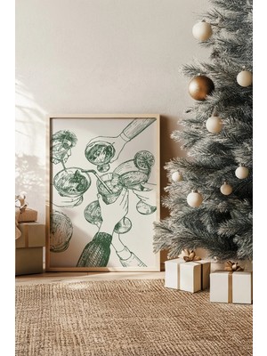 Artavessa Tek Parça Gerçek Ham Ahşap Çerçeveli Yılbaşı(New Year) Temalı Tablo - Model 19