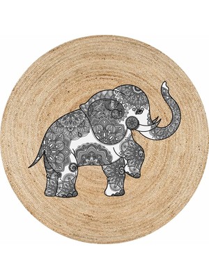 Kilim Home Boho 935 Fil Mandala Natural Doğal Jüt