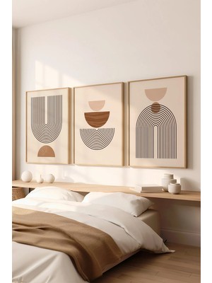 Artavessa 3 Parça Ham Renk Gerçek Ahşap Çerçeveli Tablo Seti - Model 20