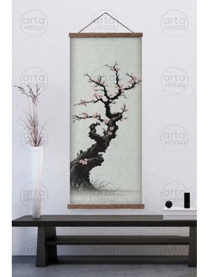 Artavessa Japon Tarzı Gerçek Ahşap Boyalı Çıtalı Askılı Kanvas Tablo - ARTJPNPSTRDK12