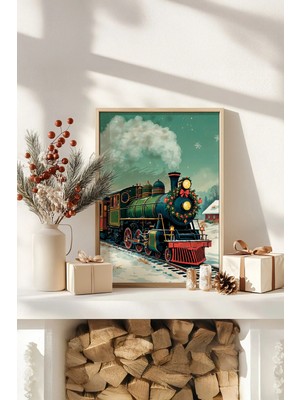 Artavessa Tek Parça Gerçek Ham Ahşap Çerçeveli Yılbaşı(New Year) Temalı Tablo - Model 12