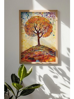 Artavessa Tek Parça Gerçek Ham Ahşap Çerçeveli Mosaic Temalı Tablo - Model 33