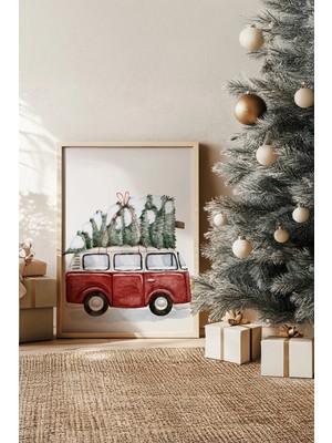 Artavessa Tek Parça Gerçek Ham Ahşap Çerçeveli Yılbaşı(New Year) Temalı Tablo - Model 67