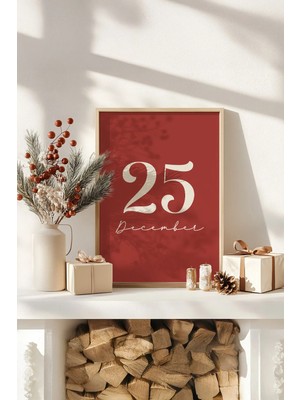 Artavessa Tek Parça Gerçek Ham Ahşap Çerçeveli Yılbaşı(New Year) Temalı Tablo - Model 24