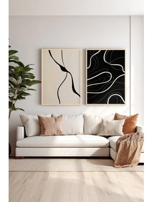 Artavessa 2 Parça Gerçek Ahşap Renkli Çerçeveli Tablo Seti - Model 10