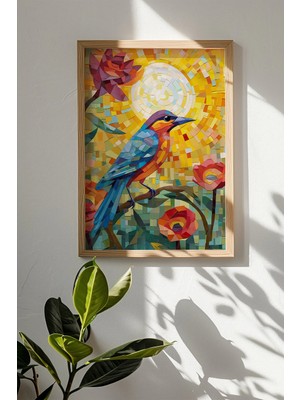 Artavessa Tek Parça Gerçek Ham Ahşap Çerçeveli Mosaic Temalı Tablo - Model 22