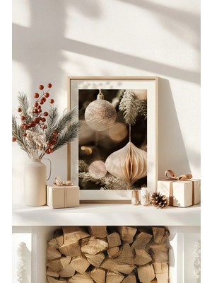 Artavessa Tek Parça Gerçek Ham Ahşap Çerçeveli Yılbaşı(New Year) Temalı Tablo - Model 80