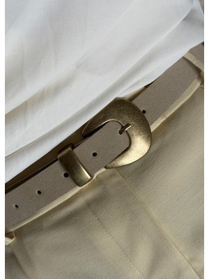 KİLİGİSTANBUL Bren Taş Rengi Süet Görünümlü Kemer 100 cm