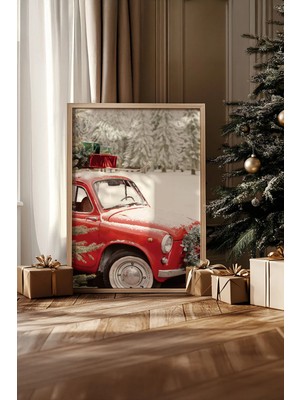 Artavessa Tek Parça Gerçek Ham Ahşap Çerçeveli Yılbaşı(New Year) Temalı Tablo - Model 57