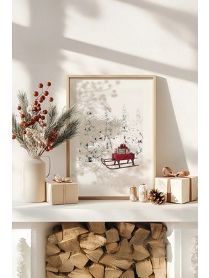 Artavessa Tek Parça Gerçek Ham Ahşap Çerçeveli Yılbaşı(New Year) Temalı Tablo - Model 72