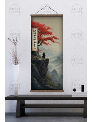 Artavessa Japon Tarzı Gerçek Ahşap Boyalı Çıtalı Askılı Kanvas Tablo - Artjpnpstrdk3