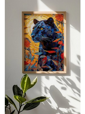 Artavessa Tek Parça Gerçek Ham Ahşap Çerçeveli Mosaic Temalı Tablo - Model 19