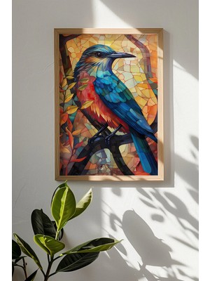 Artavessa Tek Parça Gerçek Ham Ahşap Çerçeveli Mosaic Temalı Tablo - Model 17