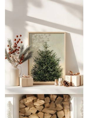 Artavessa Tek Parça Gerçek Ham Ahşap Çerçeveli Yılbaşı(New Year) Temalı Tablo - Model 64