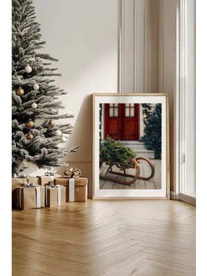 Artavessa Tek Parça Gerçek Ham Ahşap Çerçeveli Yılbaşı(New Year) Temalı Tablo - Model 78