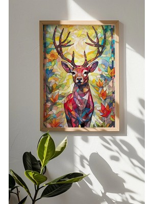 Artavessa Tek Parça Gerçek Ham Ahşap Çerçeveli Mosaic Temalı Tablo - Model 31