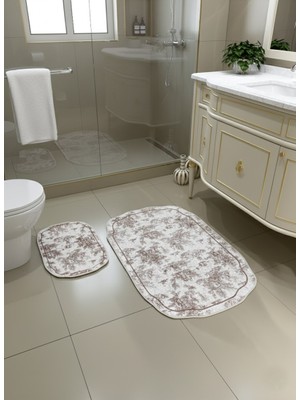 Brillant Toile De Jouy Temalı Tekli Lateks Taban Banyo Paspası (45X55)