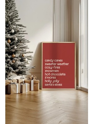 Artavessa Tek Parça Gerçek Ham Ahşap Çerçeveli Yılbaşı(New Year) Temalı Tablo - Model 22