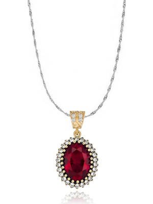 Silveranka 925 Ayar Gümüş Otantik Oval Taşlı Hürrem Kolye
