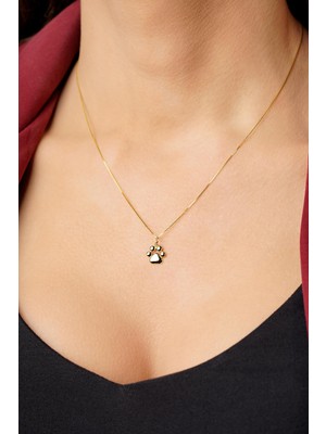 Fiyonk Kuyumculuk 14 Ayar Altın Küp Zincirde Pati Kolye Ucu