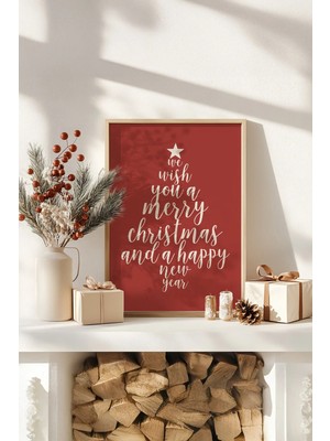 Artavessa Tek Parça Gerçek Ham Ahşap Çerçeveli Yılbaşı(New Year) Temalı Tablo - Model 48