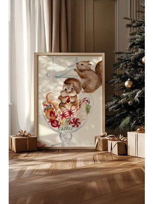 Artavessa Tek Parça Gerçek Ham Ahşap Çerçeveli Yılbaşı(New Year) Temalı Tablo - Model 49