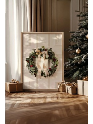 Artavessa Tek Parça Gerçek Ham Ahşap Çerçeveli Yılbaşı(New Year) Temalı Tablo - Model 93