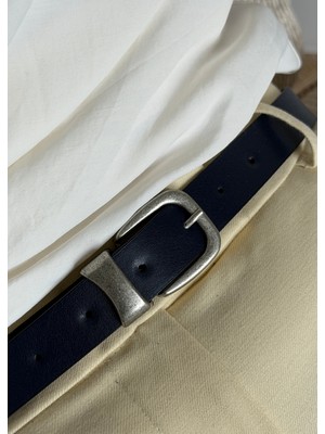 KİLİGİSTANBUL Jim Lacivert Suni Deri Kemer 100 cm