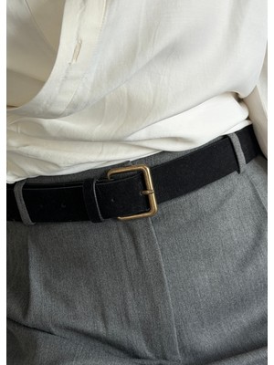 KİLİGİSTANBUL Roche Siyah Süet Görünümlü Kemer 100 cm