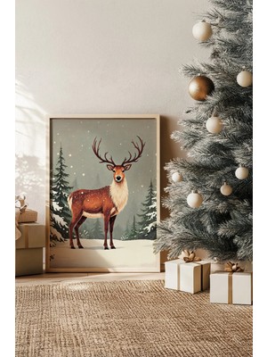 Artavessa Tek Parça Gerçek Ham Ahşap Çerçeveli Yılbaşı(New Year) Temalı Tablo - Model 11