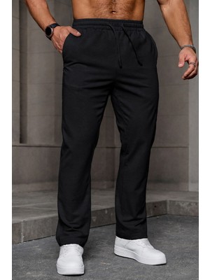Ghassy Co. Erkek Regular Kalıp Likralı Esnek Pantolon Bağcıklı Bel Diz Yapmaz 4 Mevsim Kullanım