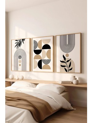 Artavessa 3 Parça Ham Renk Gerçek Ahşap Çerçeveli Tablo Seti - Model 11