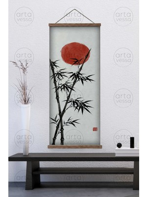 Artavessa Japon Tarzı Gerçek Ahşap Boyalı Çıtalı Askılı Kanvas Tablo - ARTJPNPSTRDK24