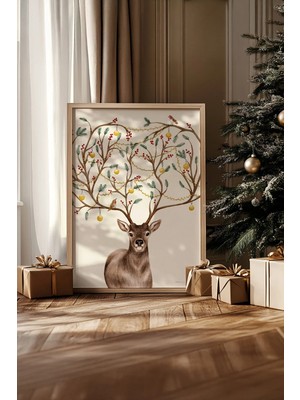 Artavessa Tek Parça Gerçek Ham Ahşap Çerçeveli Yılbaşı(New Year) Temalı Tablo - Model 69