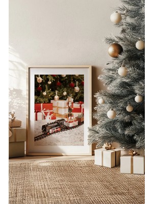 Artavessa Tek Parça Gerçek Ham Ahşap Çerçeveli Yılbaşı(New Year) Temalı Tablo - Model 91