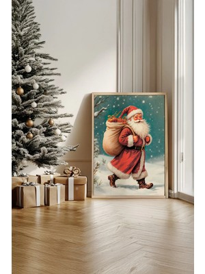 Artavessa Tek Parça Gerçek Ham Ahşap Çerçeveli Yılbaşı(New Year) Temalı Tablo - Model 4